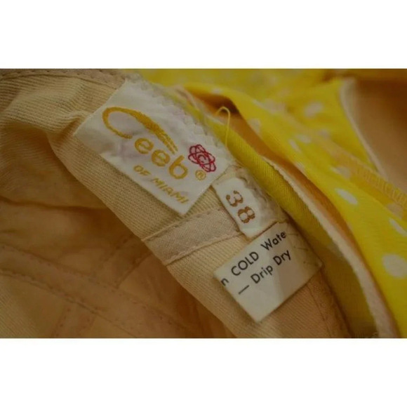 Polka Dot Bathing  Suit Yellow Vintage Size 38 - Picture 7 of 10